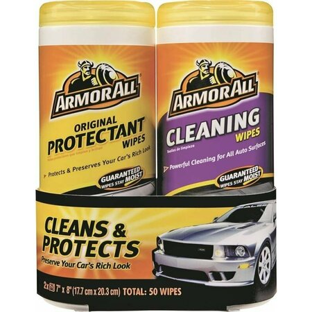 ARMORED AUTO GROUP SALES Armor All 18779 Combo Original Protectant And Cleaning Wipes, Citrus, Leather, Woody, 25-Wipes 10848